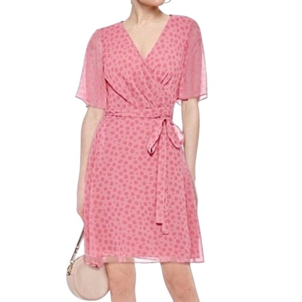 Diane von Furstenberg Size 6 Pink Floral Kathy Rose Dots Foxglove Wrap Dress